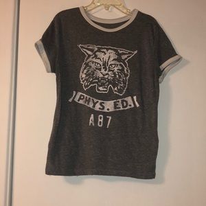 Grey and white cropped tee from Aeropostale